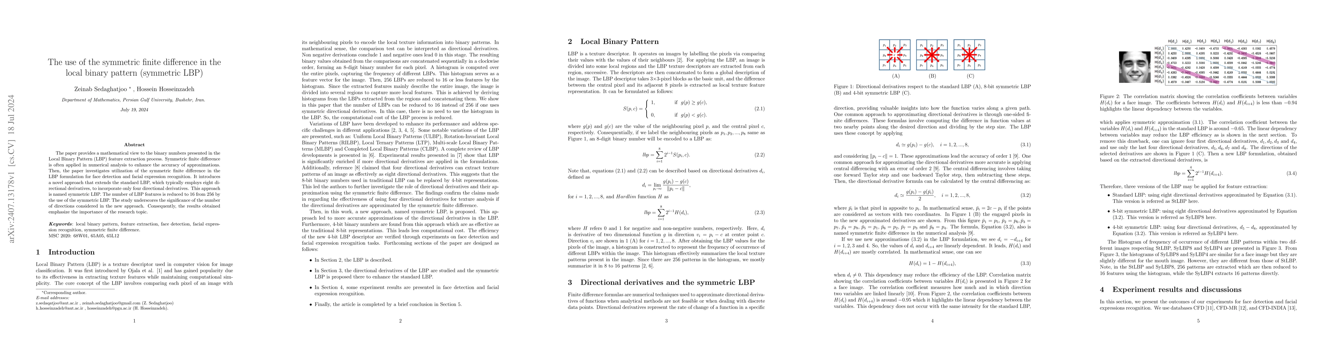 Thumbnail for The use of the symmetric finite difference in the local binary pattern
  (symmetric LBP)