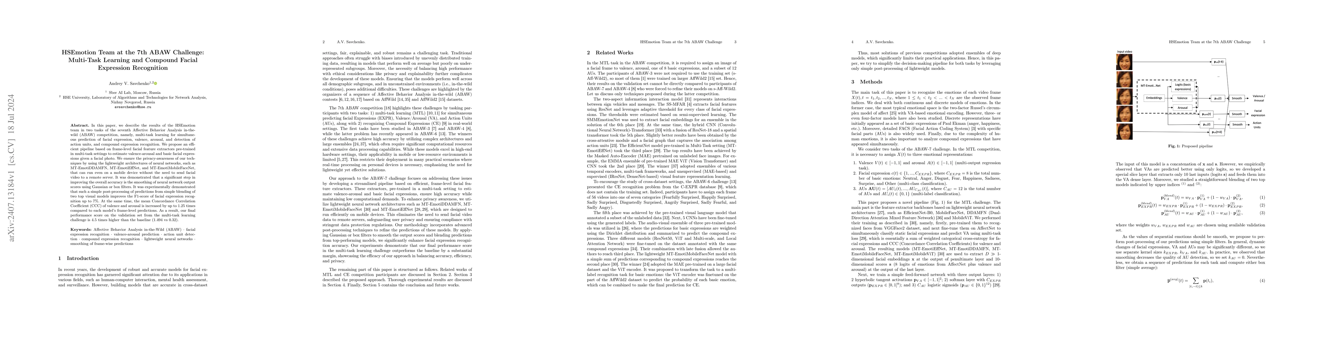 Thumbnail for HSEmotion Team at the 7th ABAW Challenge: Multi-Task Learning and
  Compound Facial Expression Recognition