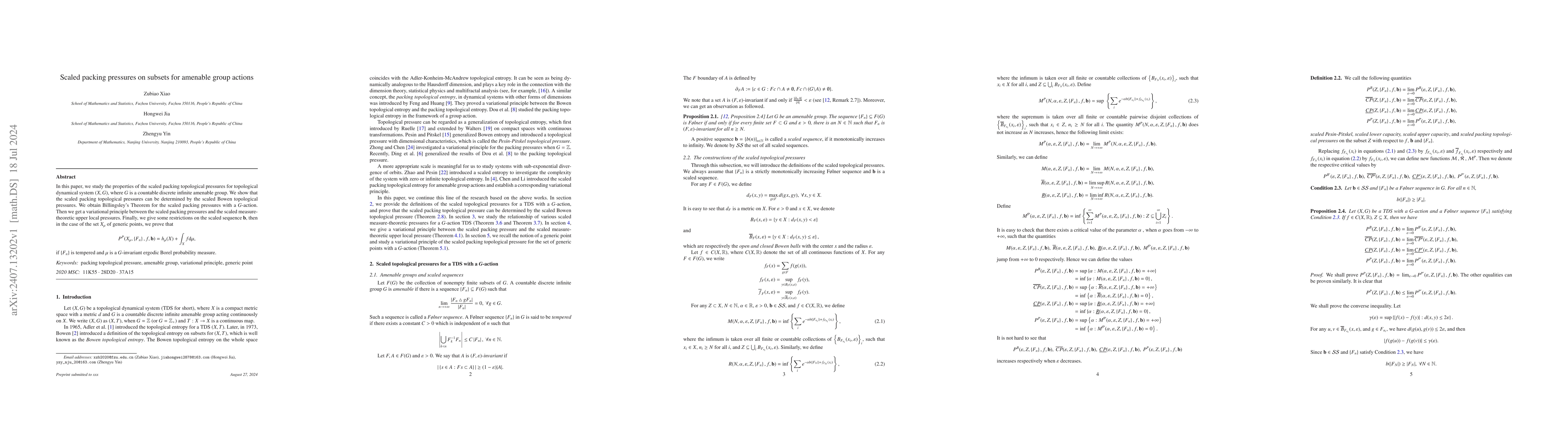 Thumbnail for Scaled packing pressures on subsets for amenable group actions