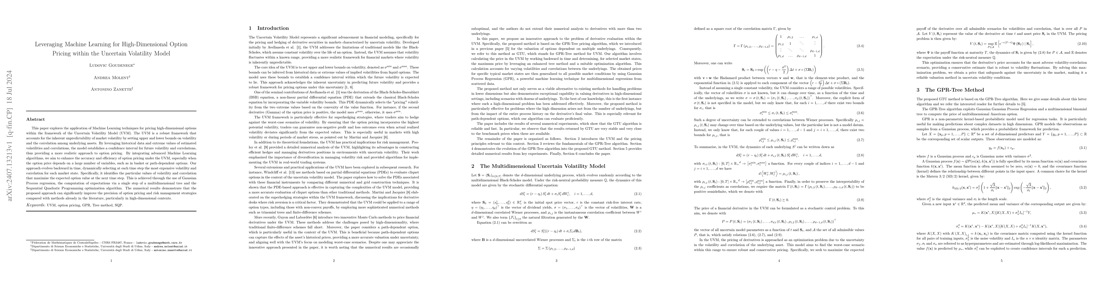 Thumbnail for Leveraging Machine Learning for High-Dimensional Option Pricing within
  the Uncertain Volatility Model