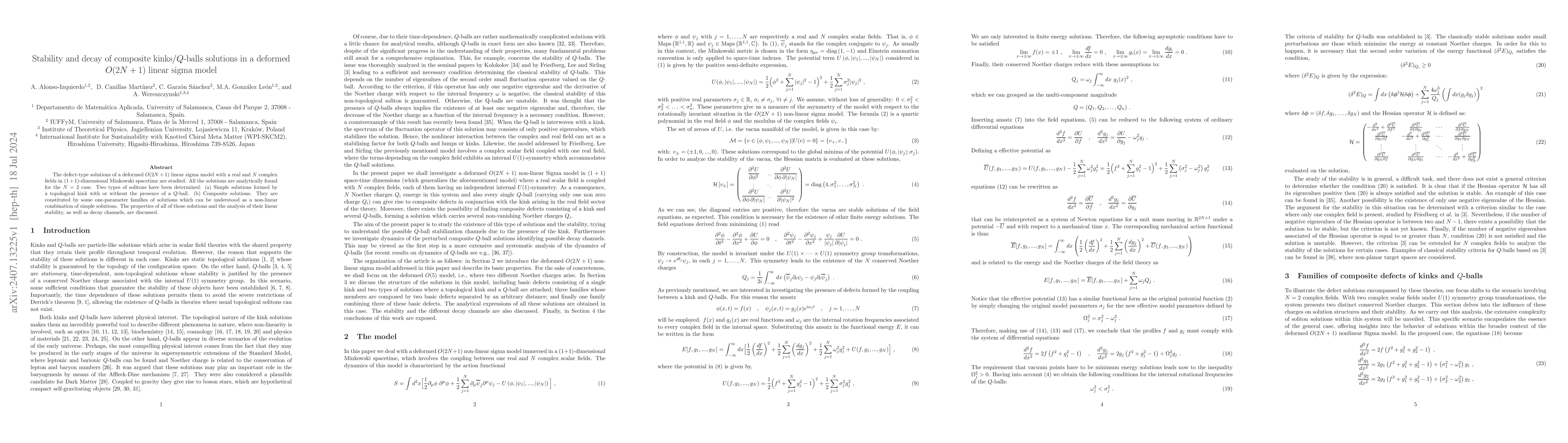 Thumbnail for Stability and decay of composite kinks/$Q$-balls solutions in a deformed
  $O(2N+1)$ linear sigma model