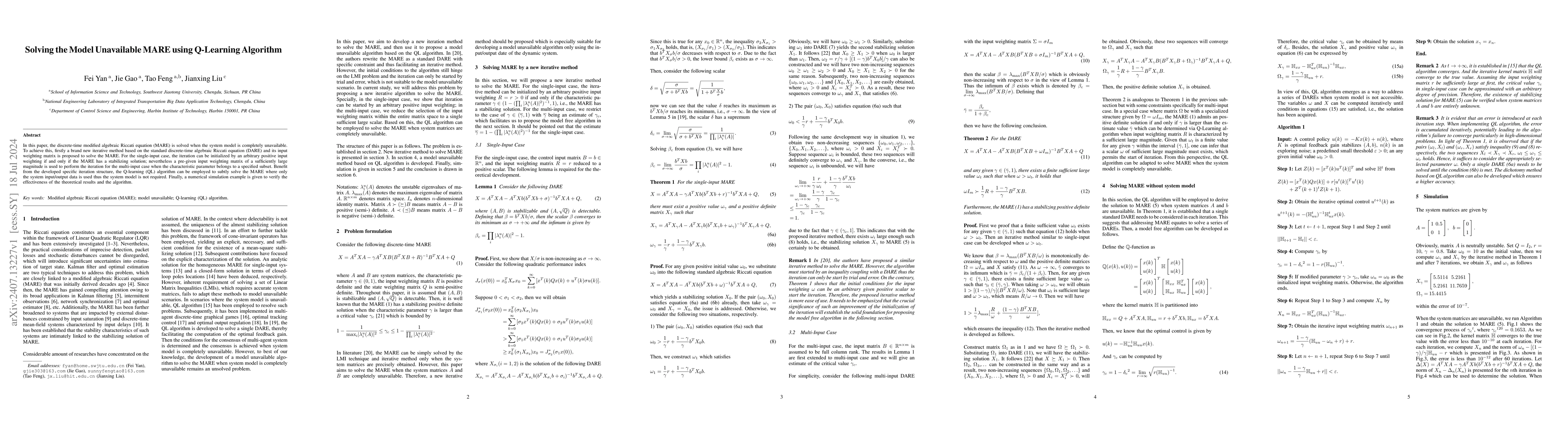 Thumbnail for Solving the Model Unavailable MARE using Q-Learning Algorithm