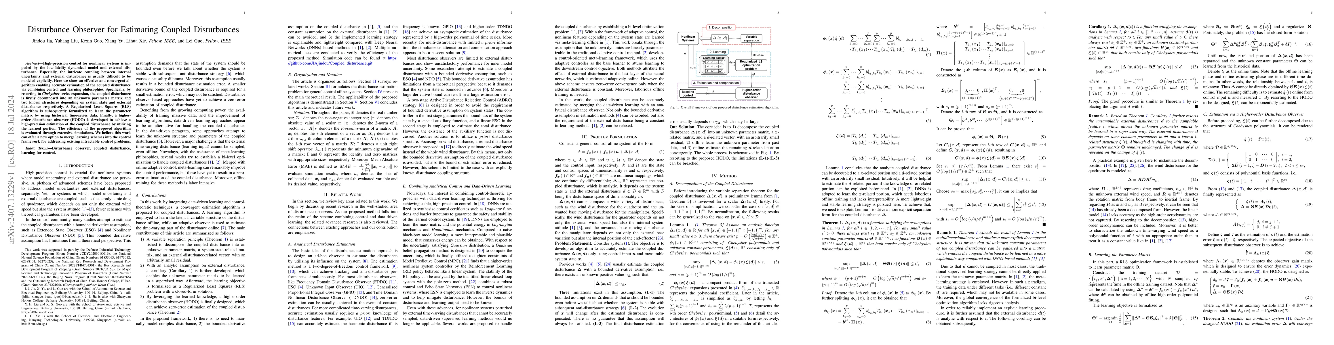 Thumbnail for Disturbance Observer for Estimating Coupled Disturbances