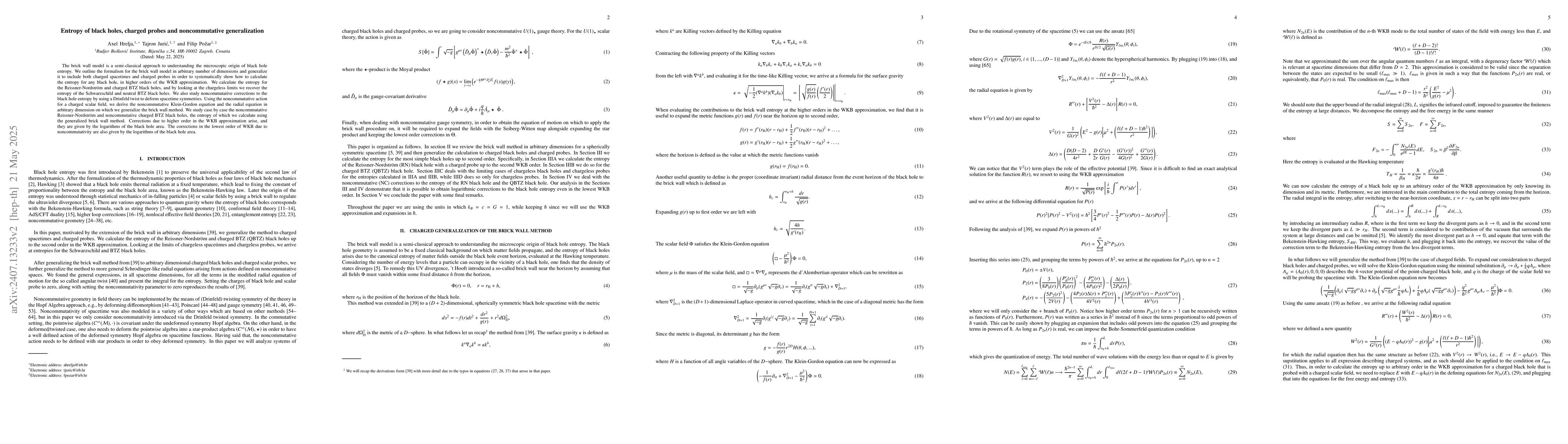 Thumbnail for Entropy of black holes, charged probes and noncommutative generalization