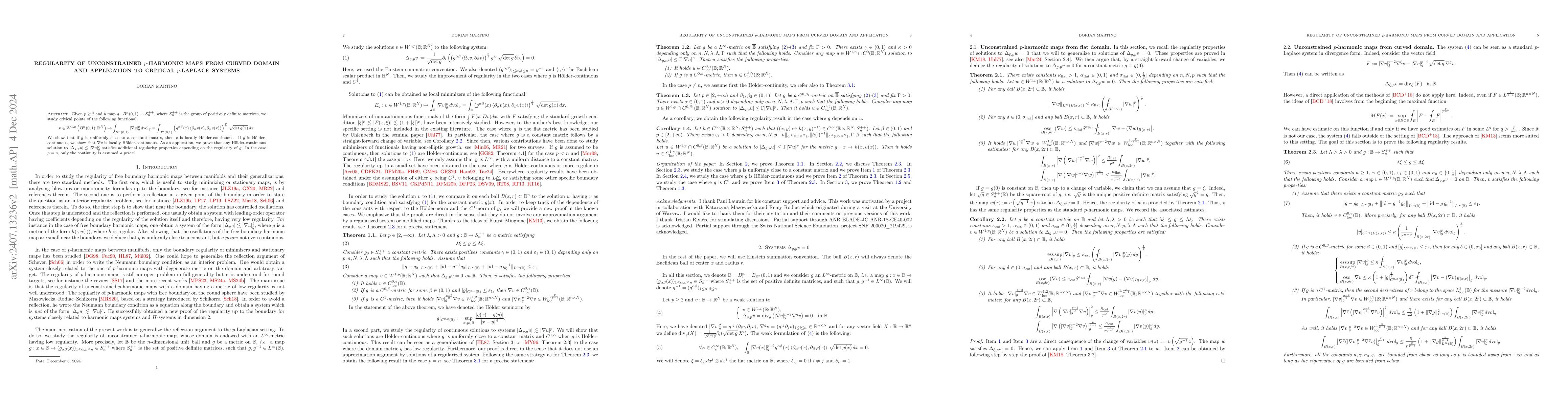 Thumbnail for Regularity of unconstrained $p$-harmonic maps from curved domain and
  application to critical $p$-Laplace systems