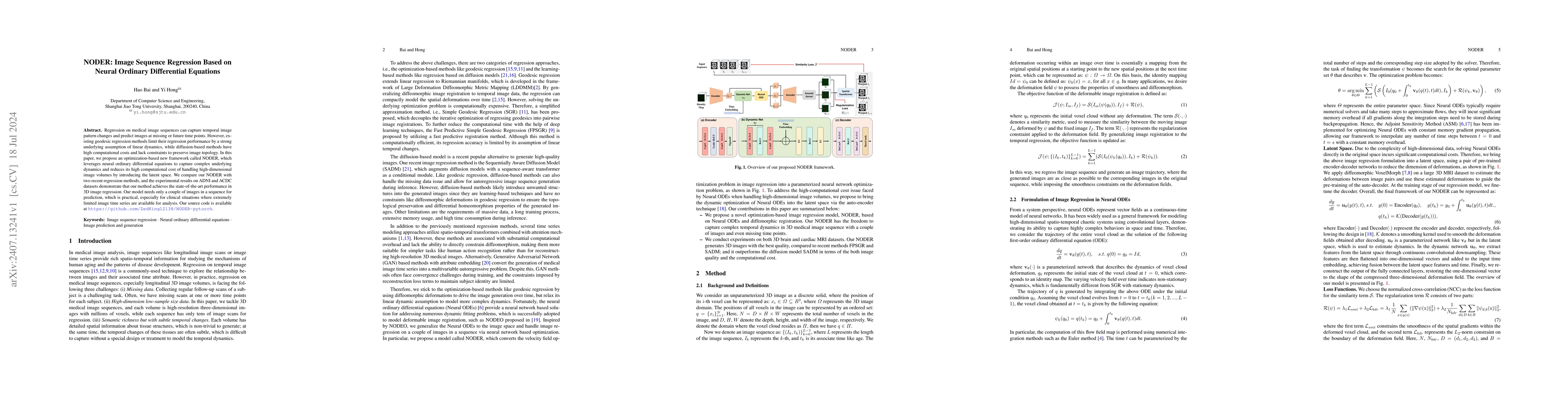 Thumbnail for NODER: Image Sequence Regression Based on Neural Ordinary Differential
  Equations