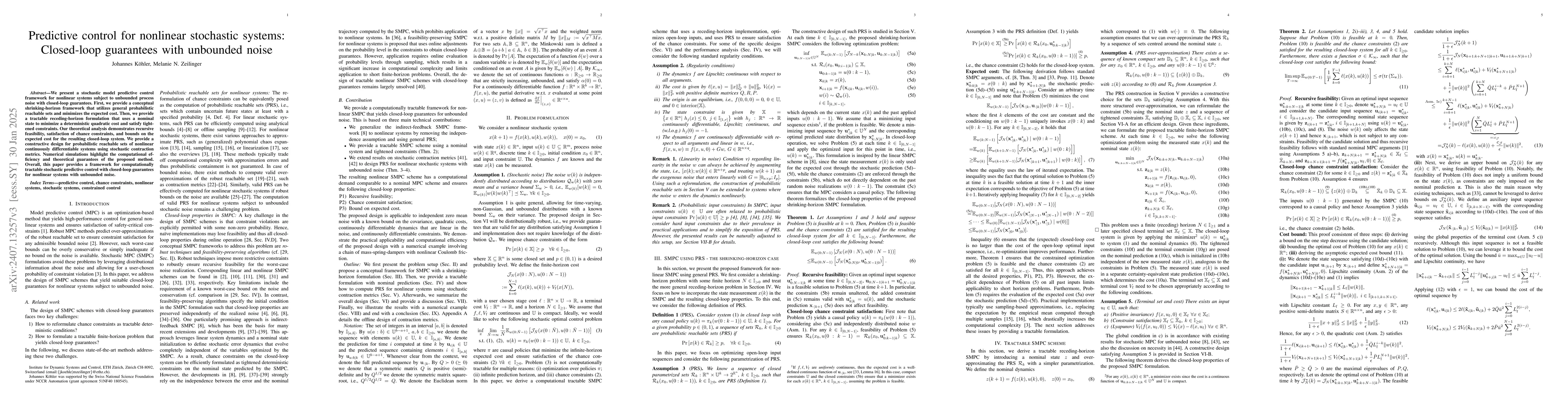 Thumbnail for Predictive control for nonlinear stochastic systems: Closed-loop
  guarantees with unbounded noise