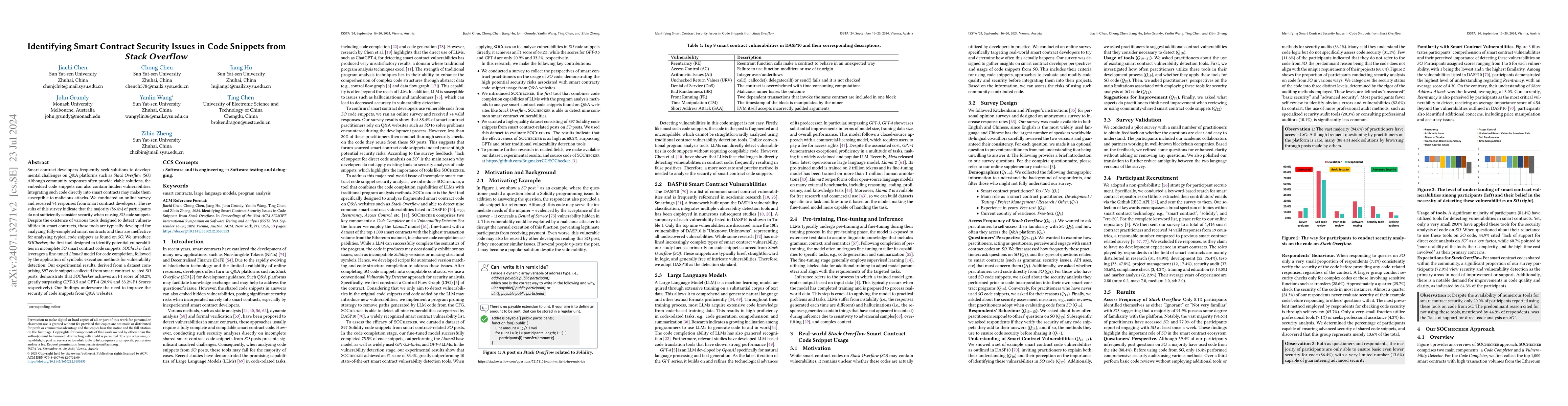 Thumbnail for Identifying Smart Contract Security Issues in Code Snippets from Stack
  Overflow