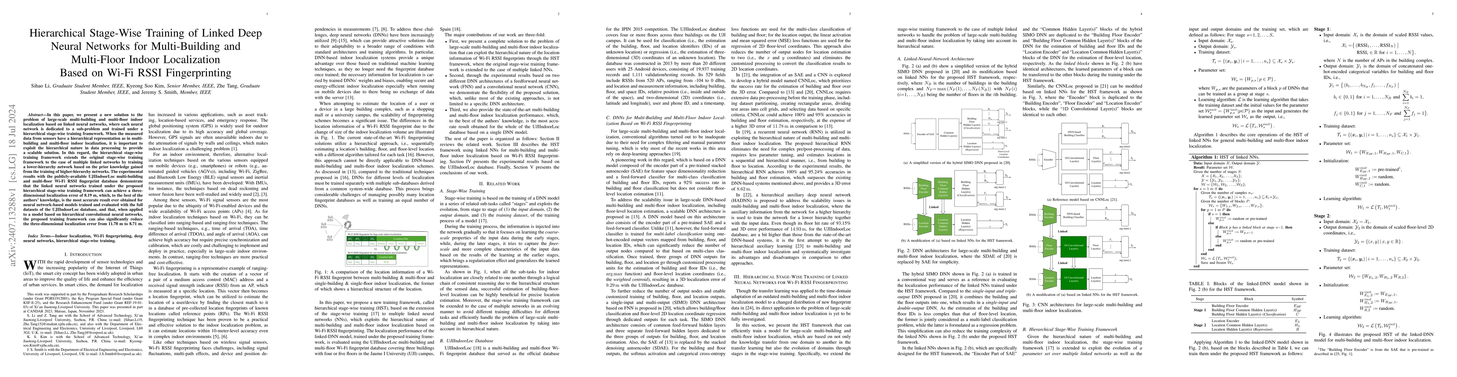 Thumbnail for Hierarchical Stage-Wise Training of Linked Deep Neural Networks for
  Multi-Building and Multi-Floor Indoor Localization Based on Wi-Fi RSSI
  Fingerprinting