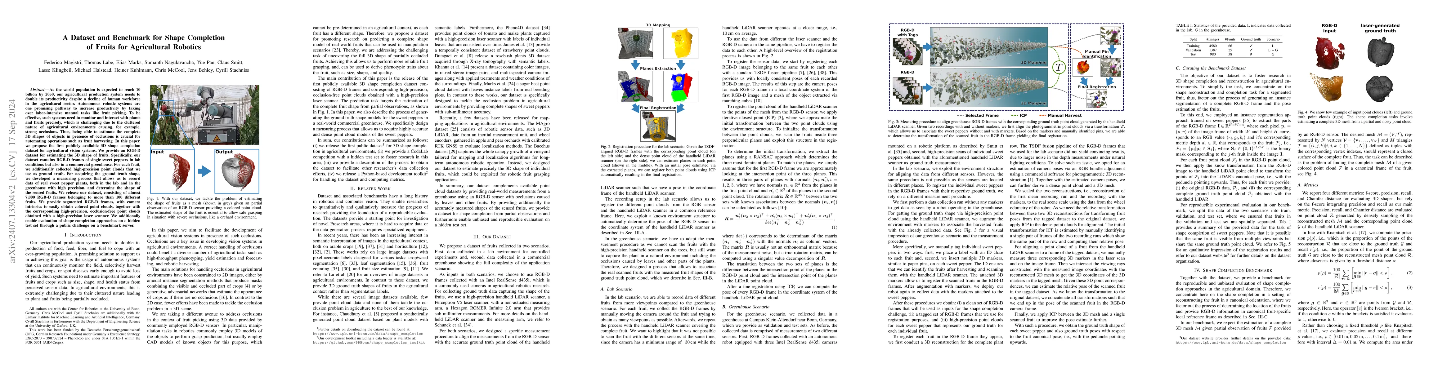 Thumbnail for A Dataset and Benchmark for Shape Completion of Fruits for Agricultural
  Robotics