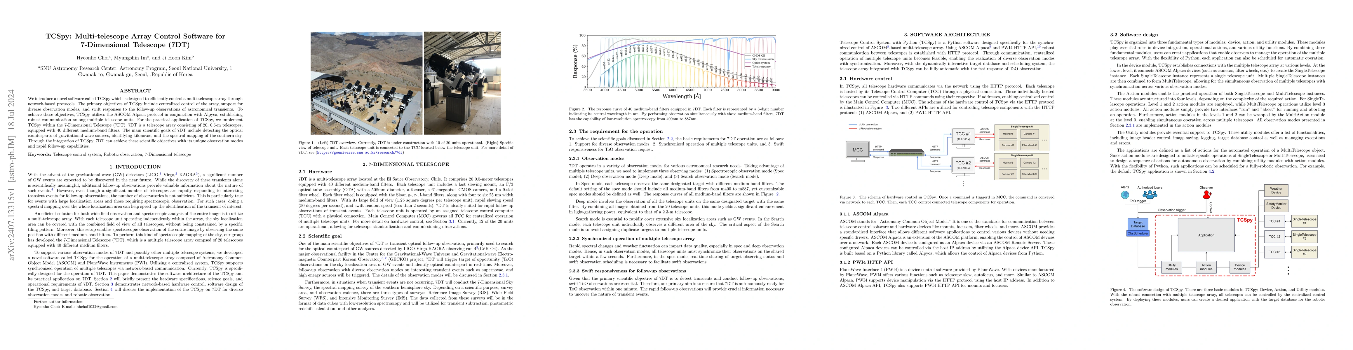 Thumbnail for TCSpy: Multi-telescope Array Control Software for 7-Dimensional
  Telescope (7DT)