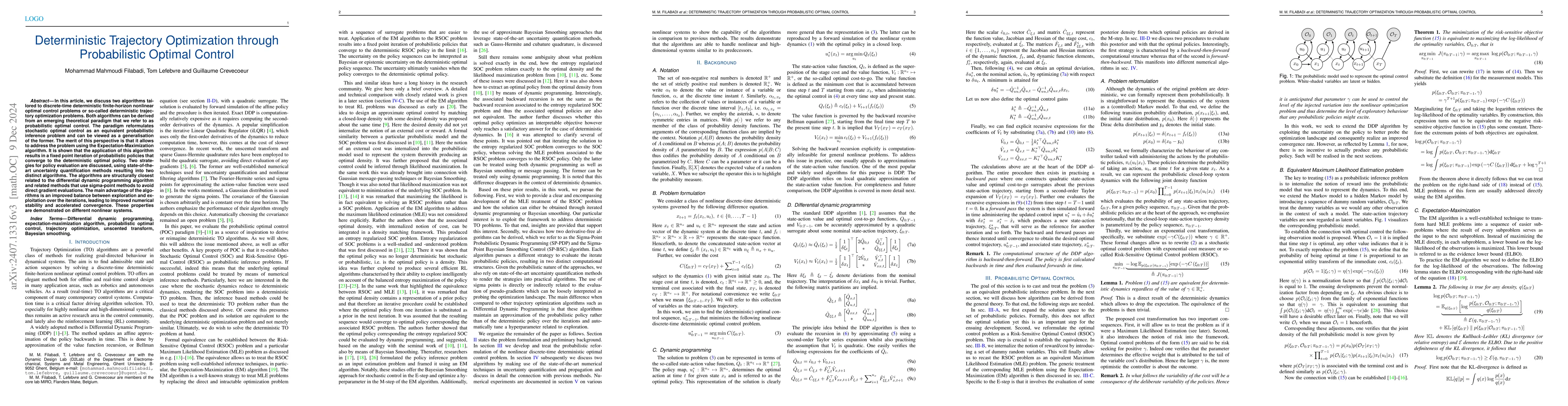 Thumbnail for Deterministic Trajectory Optimization through Probabilistic Optimal
  Control