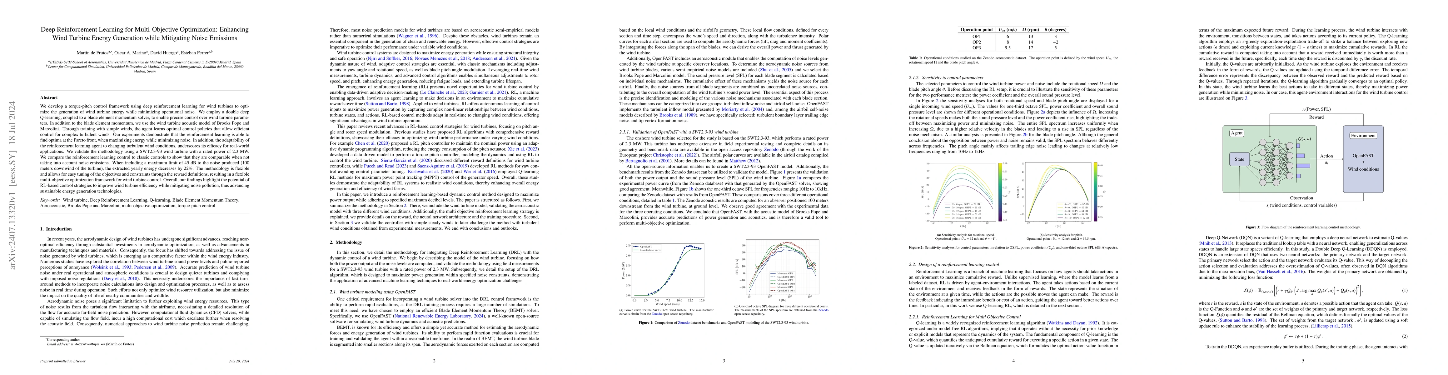 Thumbnail for Deep Reinforcement Learning for Multi-Objective Optimization: Enhancing
  Wind Turbine Energy Generation while Mitigating Noise Emissions