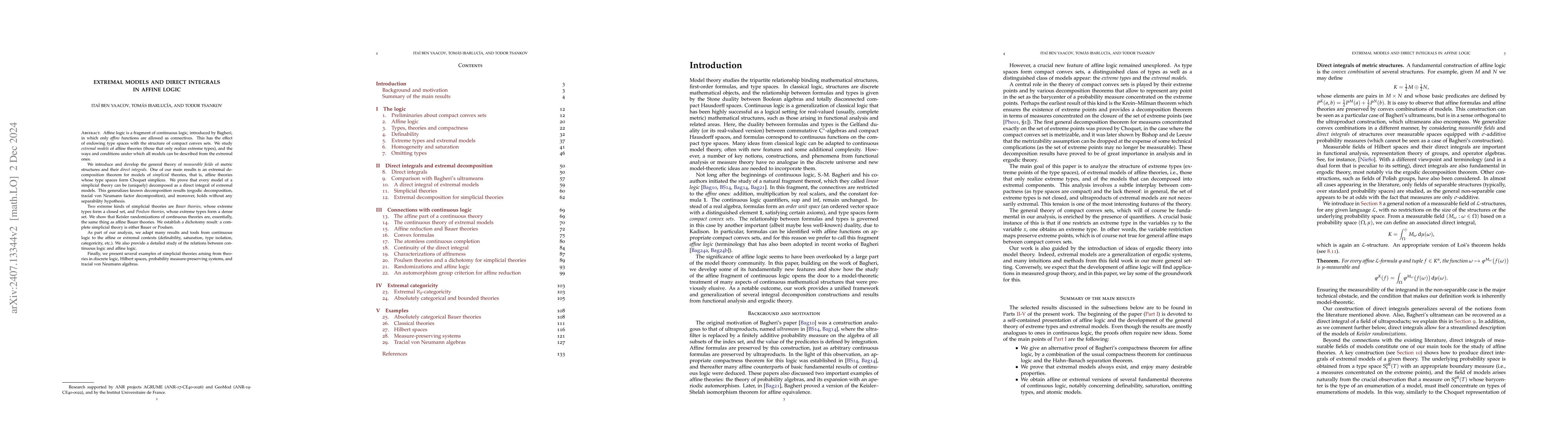 Thumbnail for Extremal models and direct integrals in affine logic