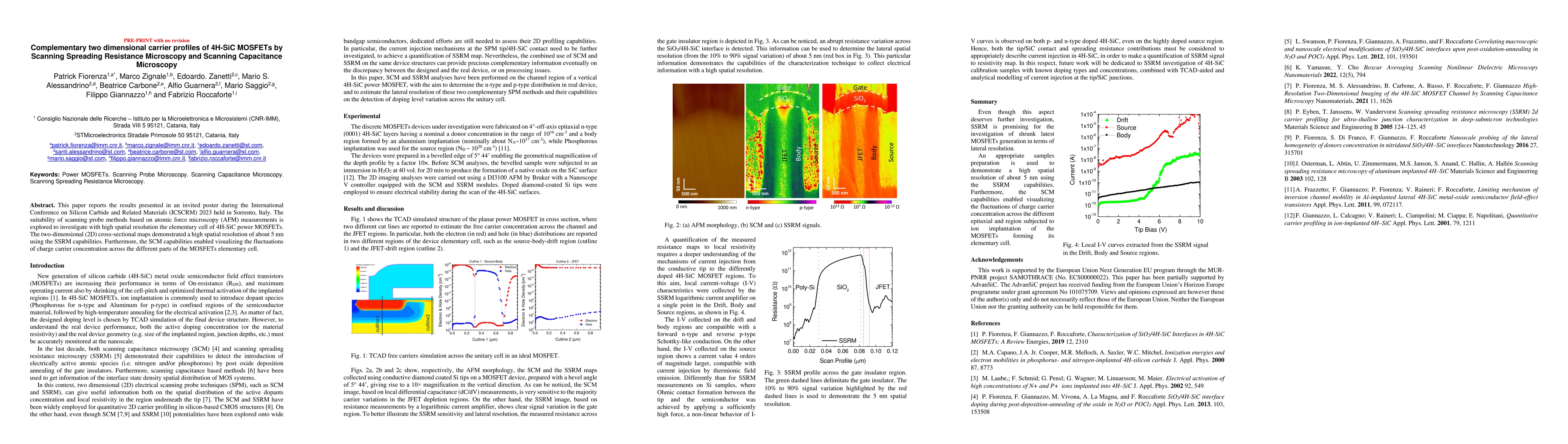 Thumbnail for Complementary two dimensional carrier profiles of 4H-SiC MOSFETs by
  Scanning Spreading Resistance Microscopy and Scanning Capacitance Microscopy