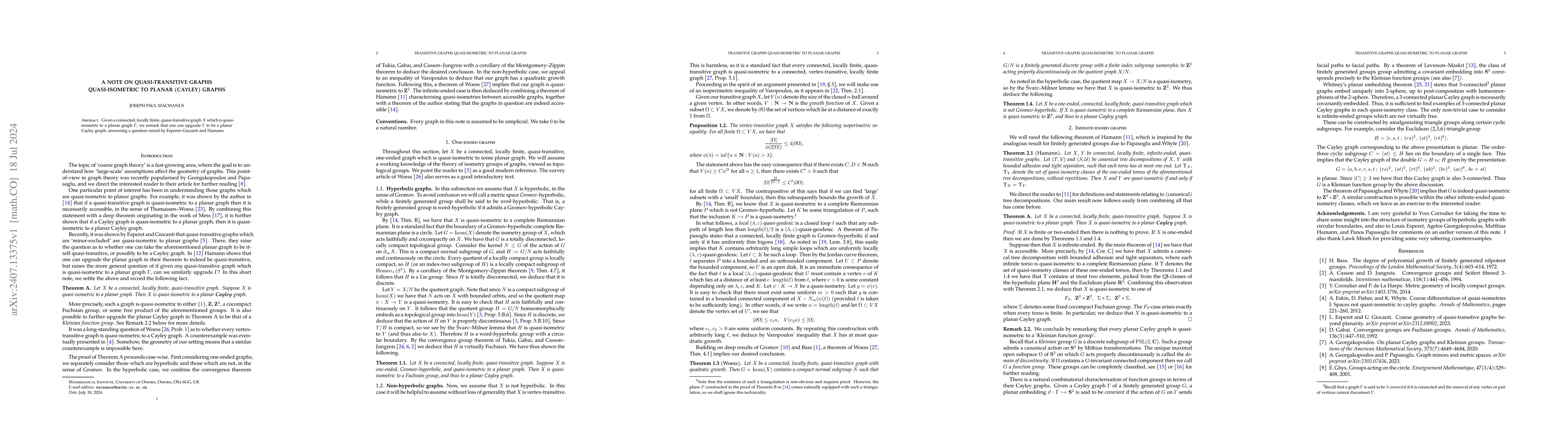 Thumbnail for A note on quasi-transitive graphs quasi-isometric to planar (Cayley)
  graphs