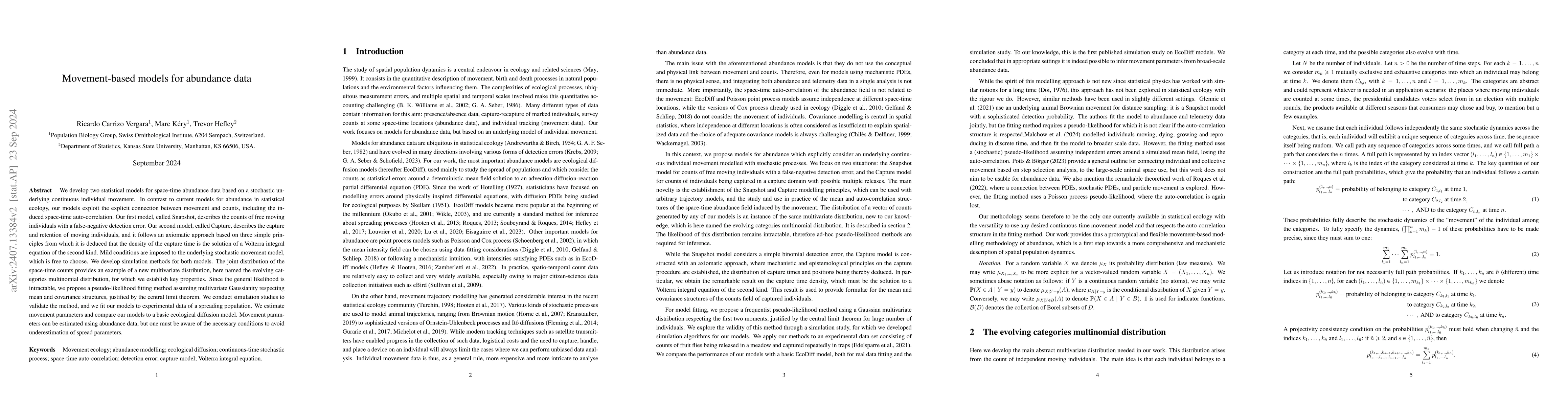Thumbnail for Movement-based models for abundance data