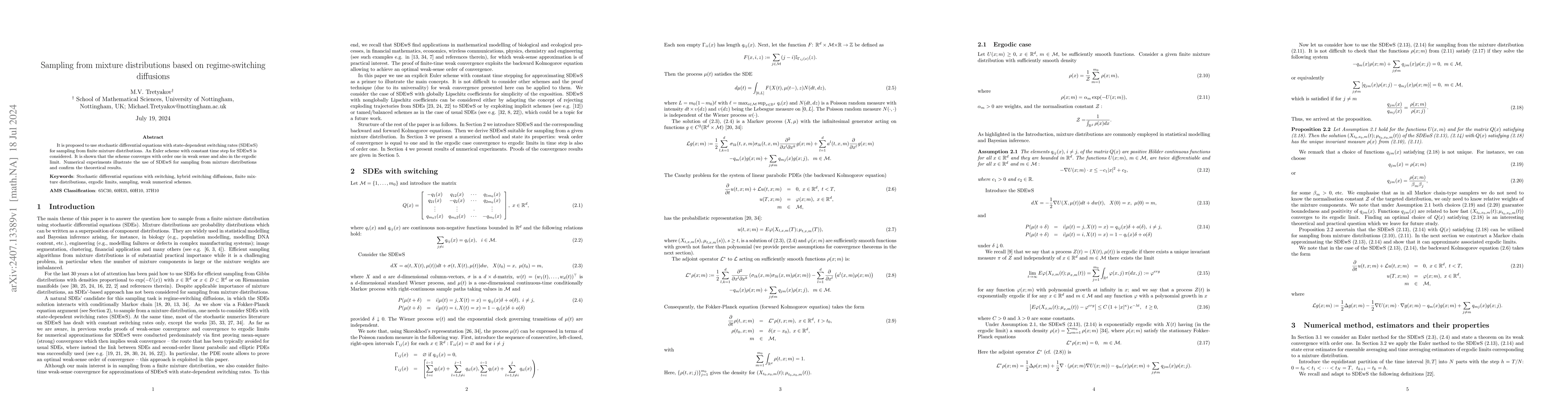 Thumbnail for Sampling from mixture distributions based on regime-switching diffusions