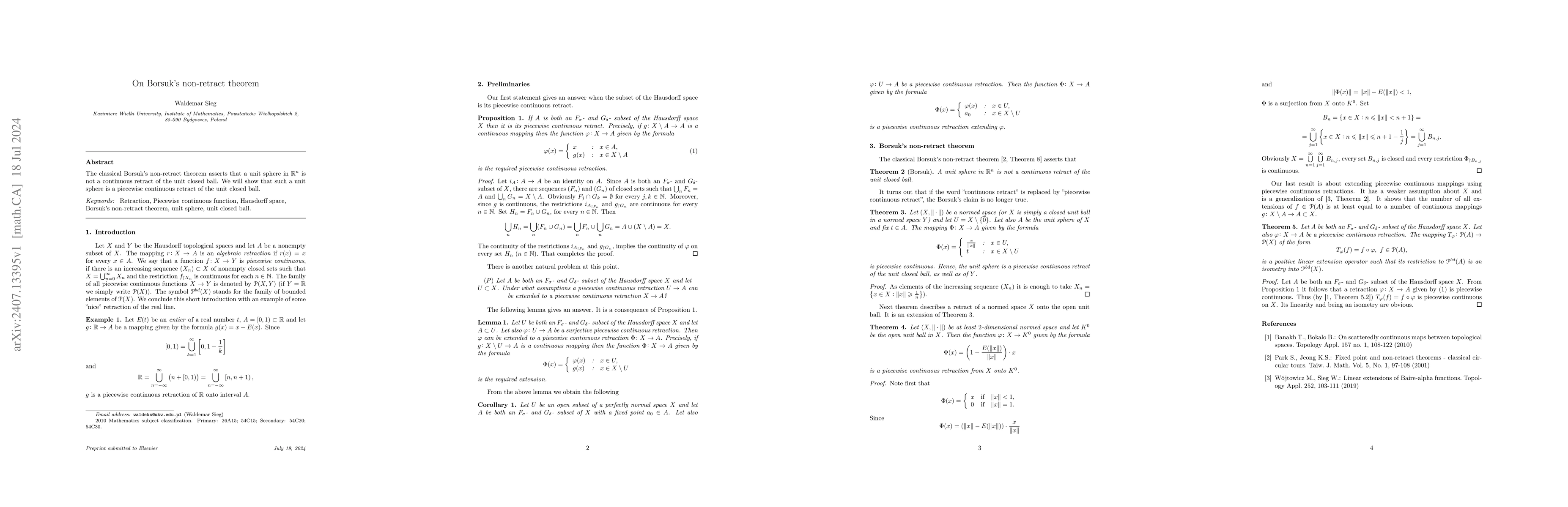 Thumbnail for On Borsuk's non-retract theorem