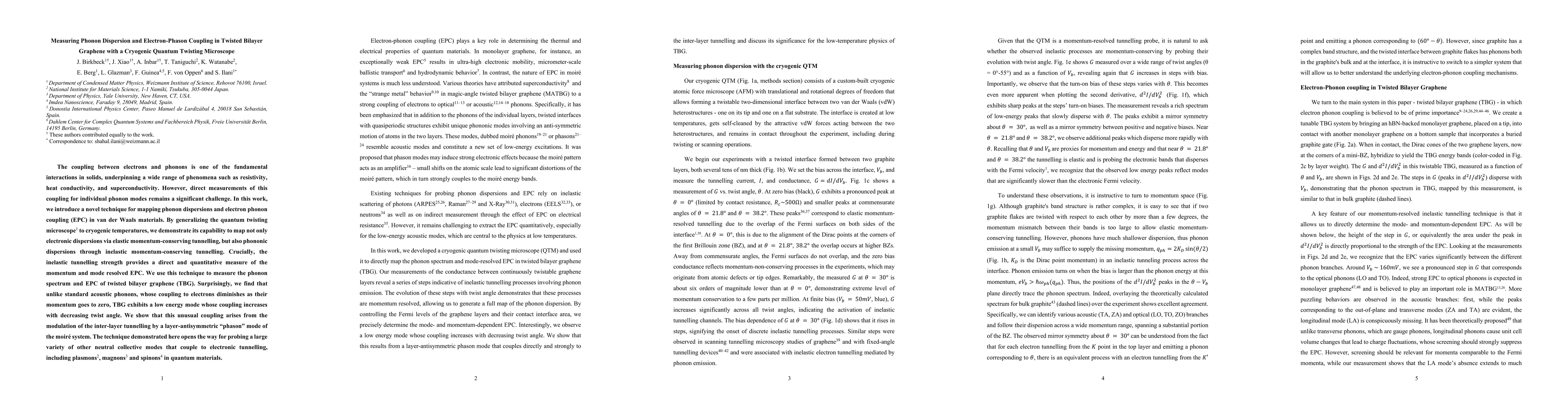 Thumbnail for Measuring Phonon Dispersion and Electron-Phason Coupling in Twisted
  Bilayer Graphene with a Cryogenic Quantum Twisting Microscope