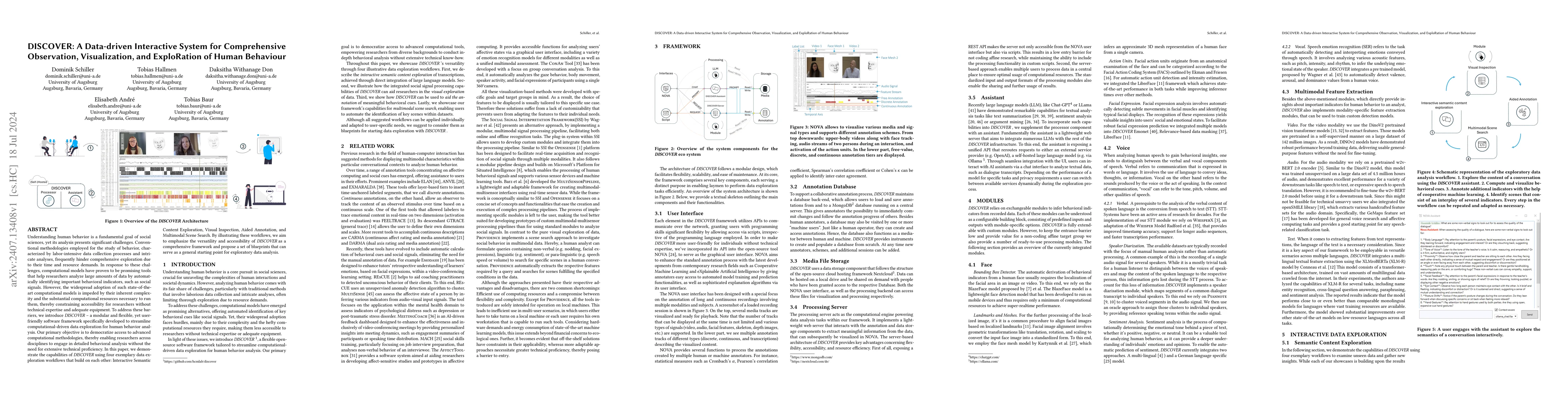 Thumbnail for DISCOVER: A Data-driven Interactive System for Comprehensive
  Observation, Visualization, and ExploRation of Human Behaviour