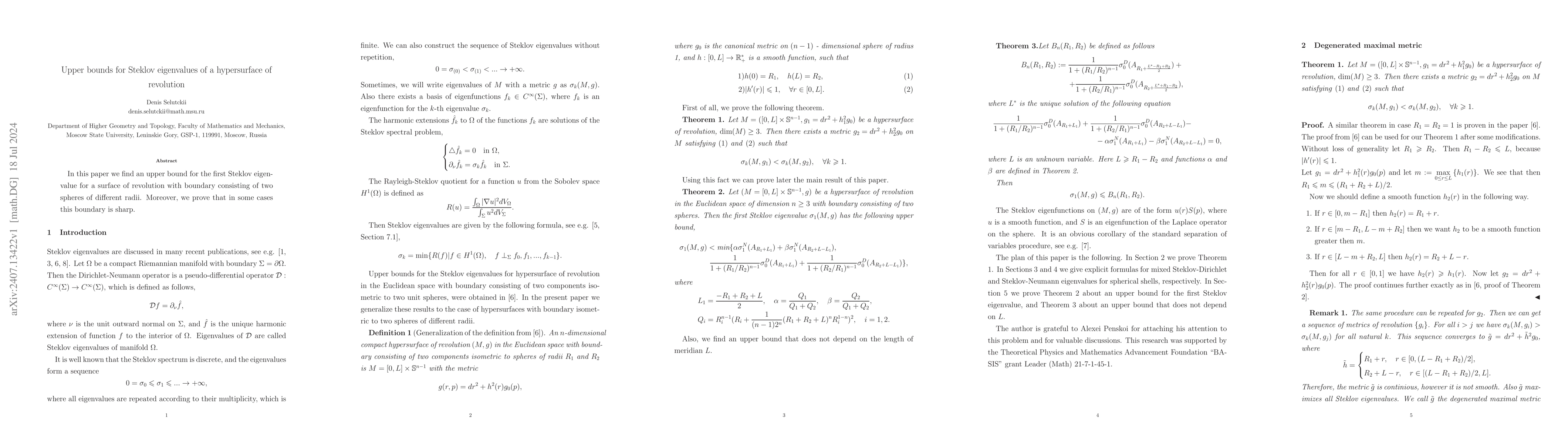 Thumbnail for Upper bounds for Steklov eigenvalues of a hypersurface of revolution