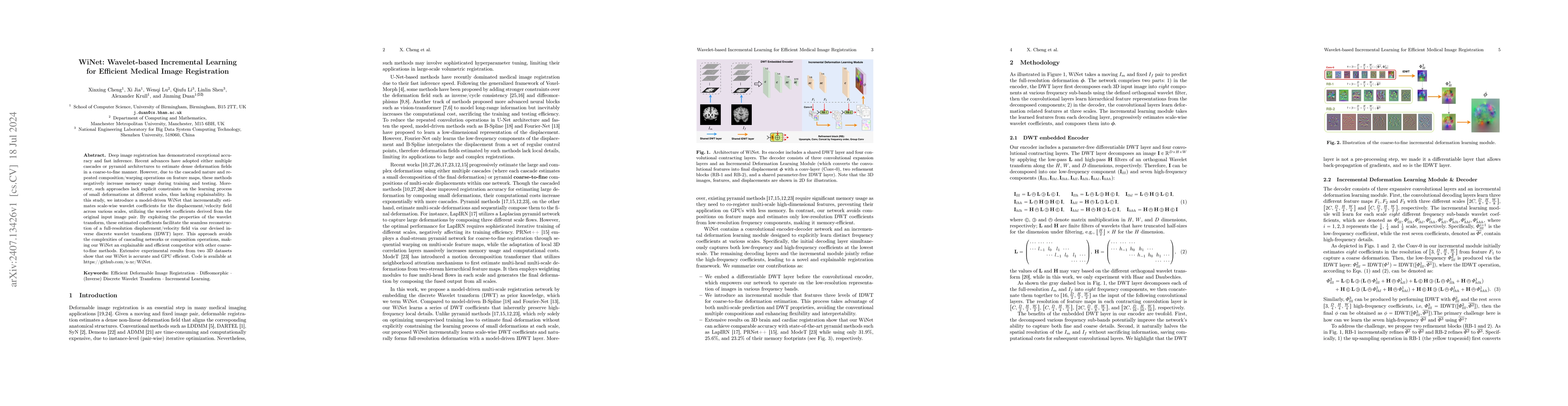 Thumbnail for WiNet: Wavelet-based Incremental Learning for Efficient Medical Image
  Registration