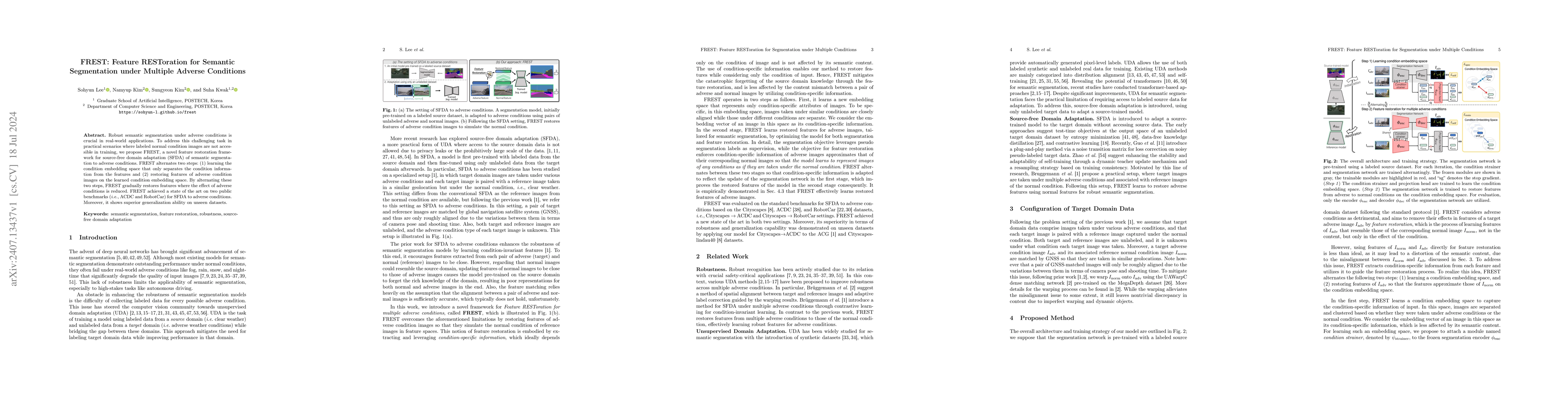Thumbnail for FREST: Feature RESToration for Semantic Segmentation under Multiple
  Adverse Conditions