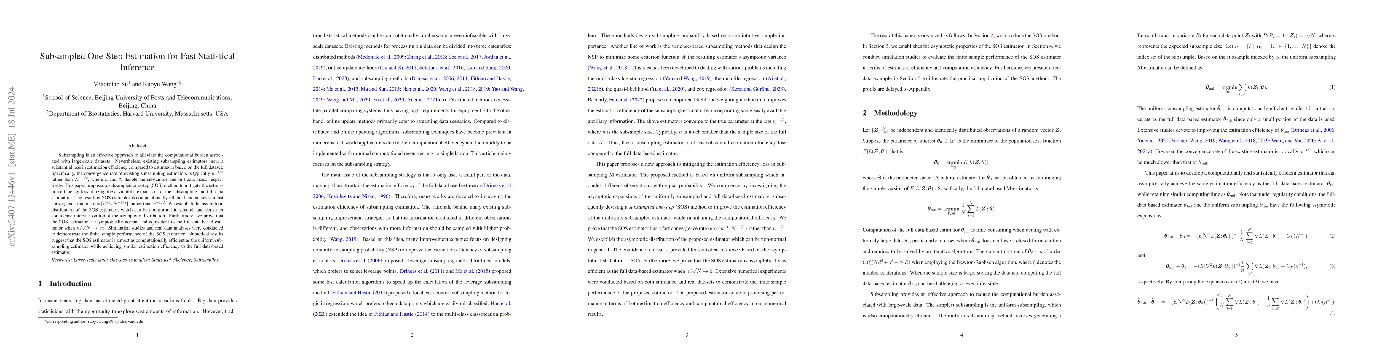 Thumbnail for Subsampled One-Step Estimation for Fast Statistical Inference