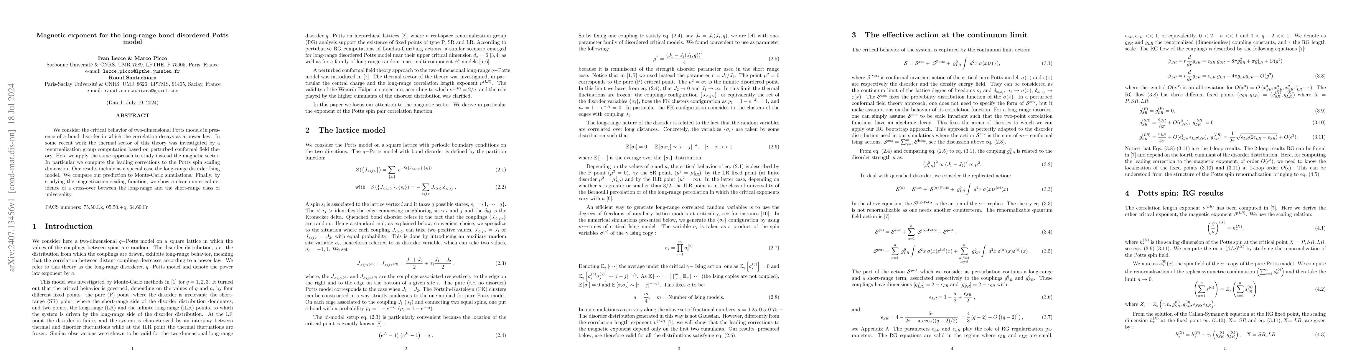 Thumbnail for Magnetic exponent for the long-range bond disordered Potts model
