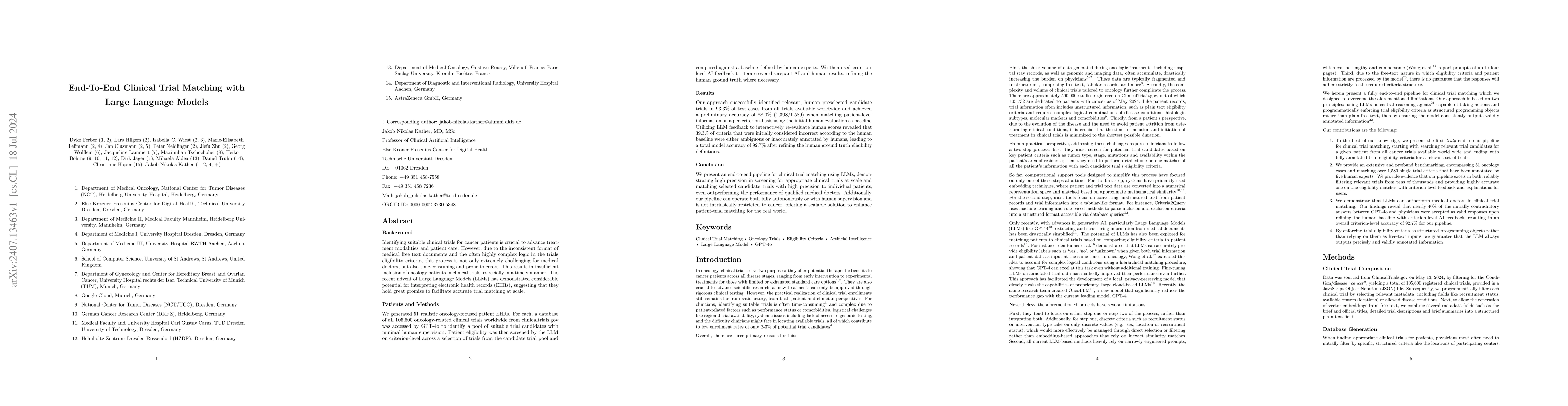 Thumbnail for End-To-End Clinical Trial Matching with Large Language Models