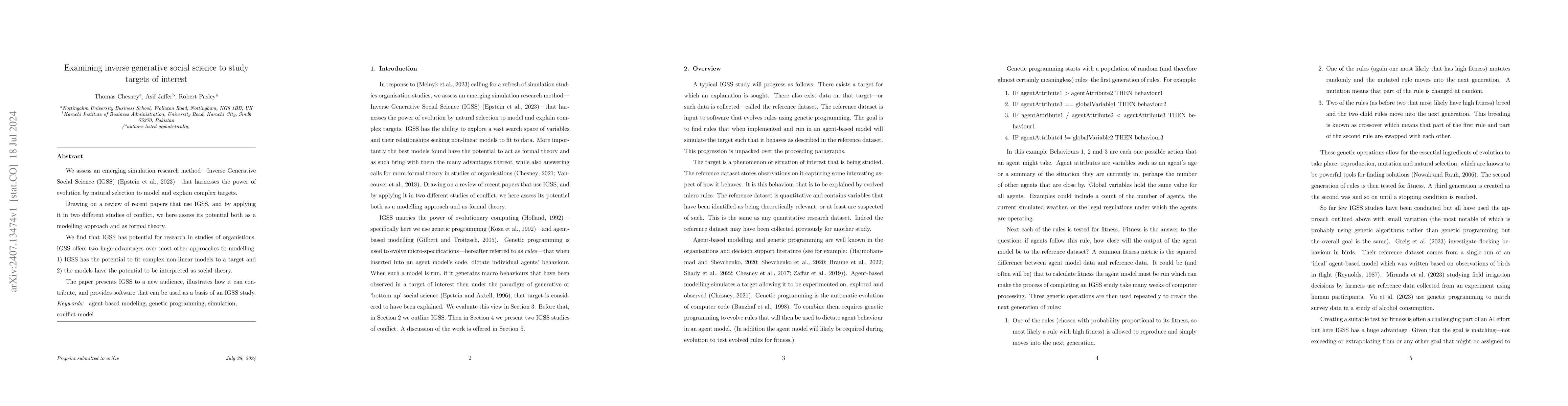 Thumbnail for Examining inverse generative social science to study targets of interest