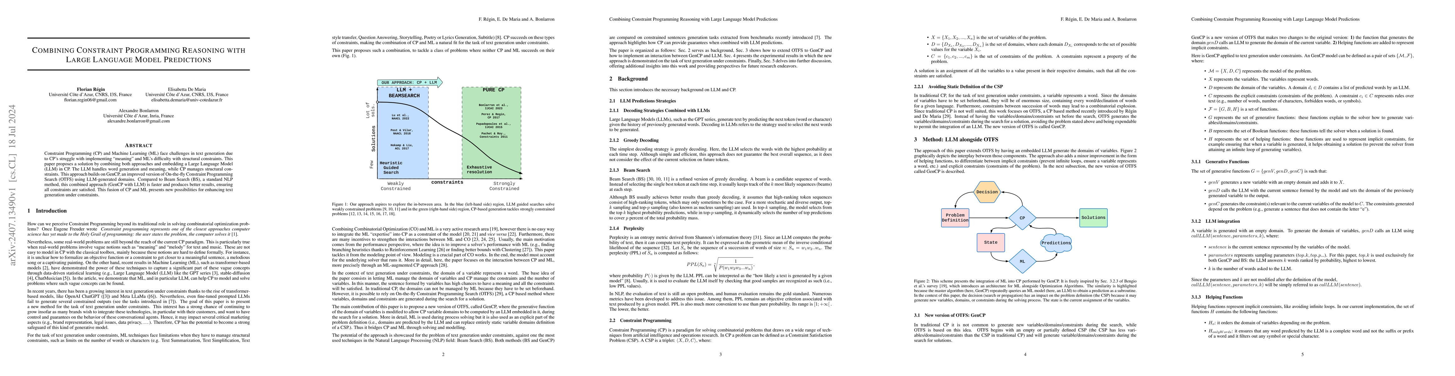 Thumbnail for Combining Constraint Programming Reasoning with Large Language Model
  Predictions