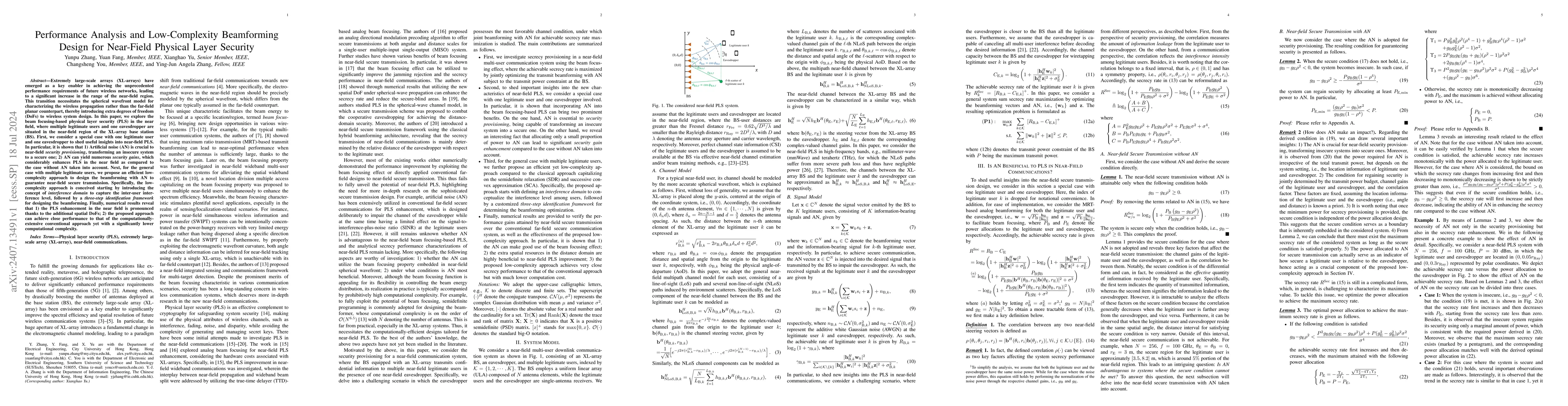 Thumbnail for Performance Analysis and Low-Complexity Beamforming Design for
  Near-Field Physical Layer Security