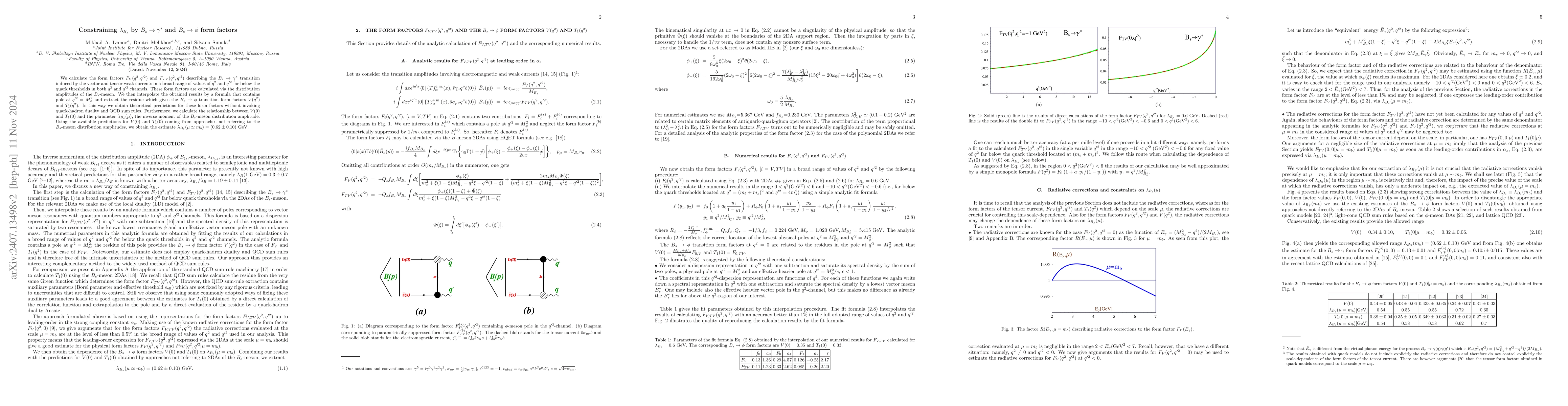 Thumbnail for Constraining $λ_{B_s}$ by $B_s\to γ^*$ and $B_s\to φ$ form
  factors