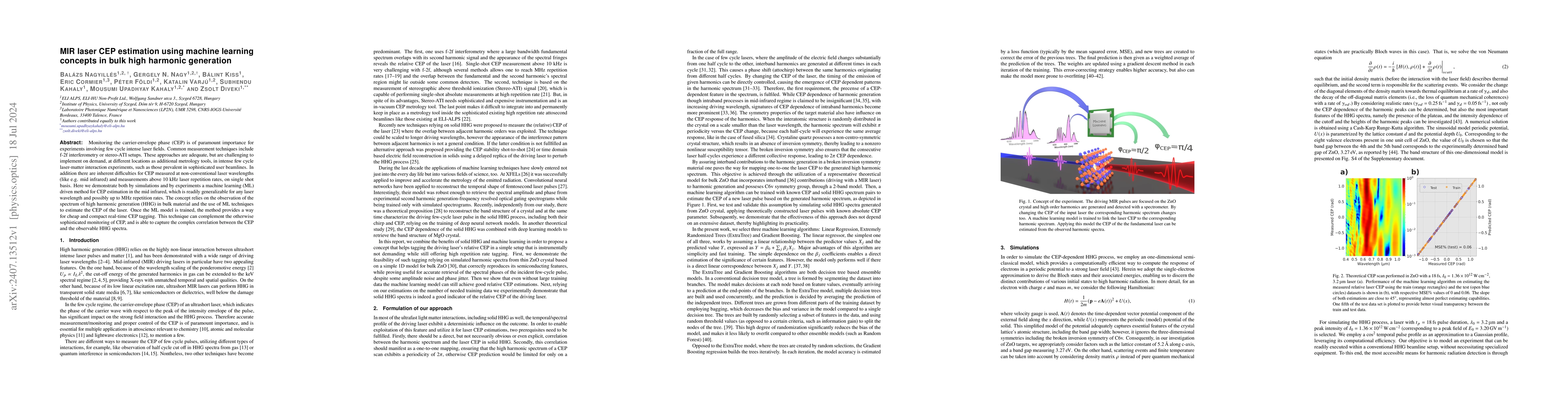 Thumbnail for MIR laser CEP estimation using machine learning concepts in bulk high
  harmonic generation