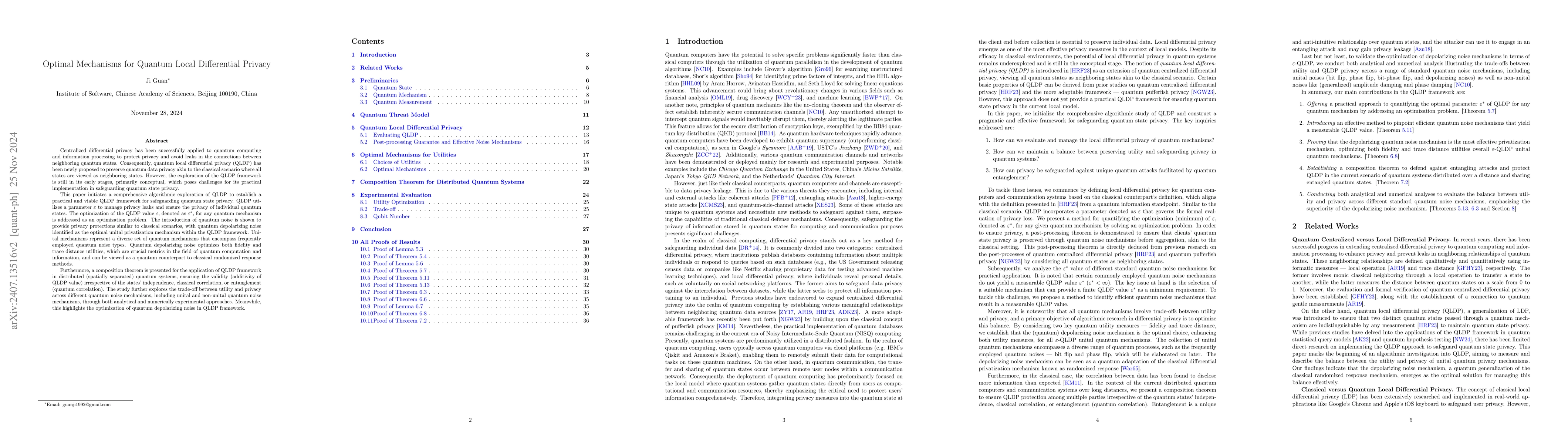 Thumbnail for Optimal Mechanisms for Quantum Local Differential Privacy