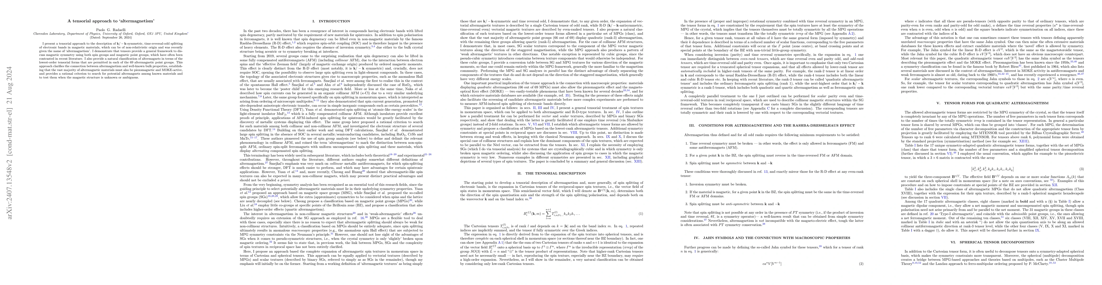 Thumbnail for A tensorial approach to 'altermagnetism'