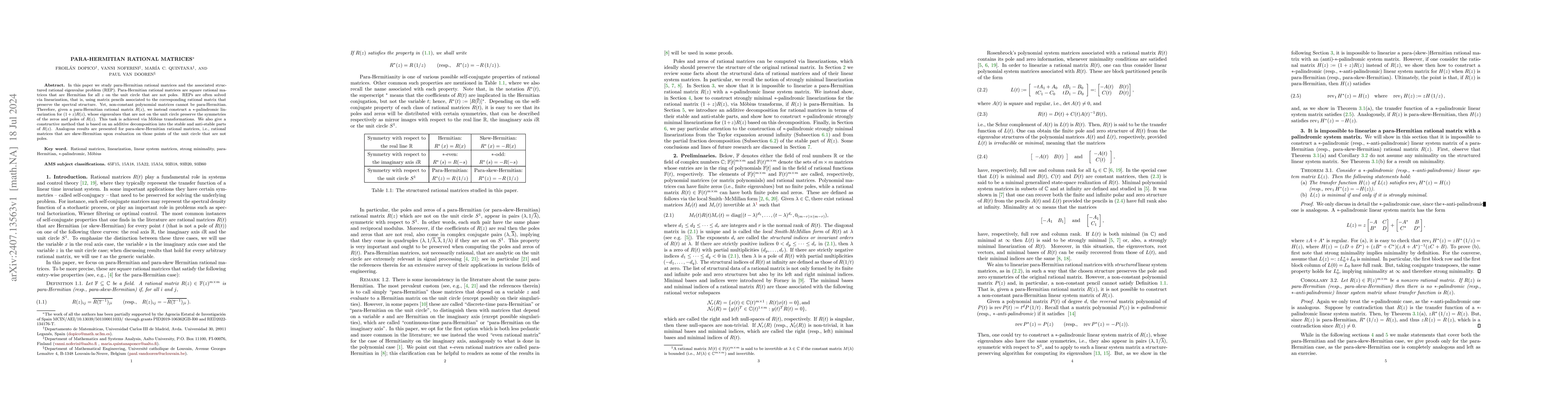 Thumbnail for Para-Hermitian rational matrices