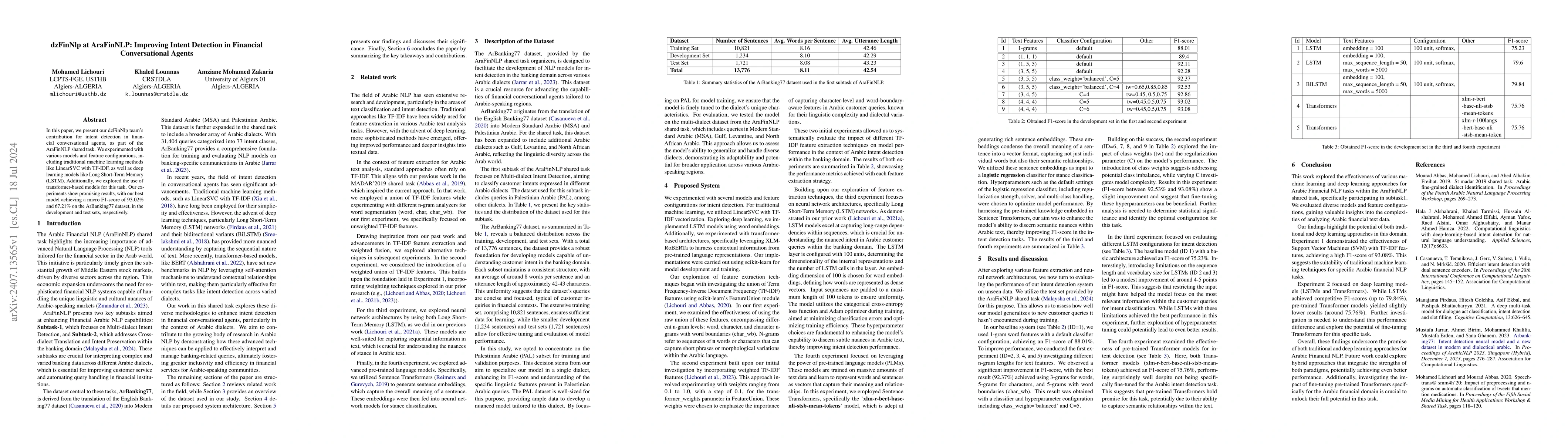 Thumbnail for dzFinNlp at AraFinNLP: Improving Intent Detection in Financial
  Conversational Agents