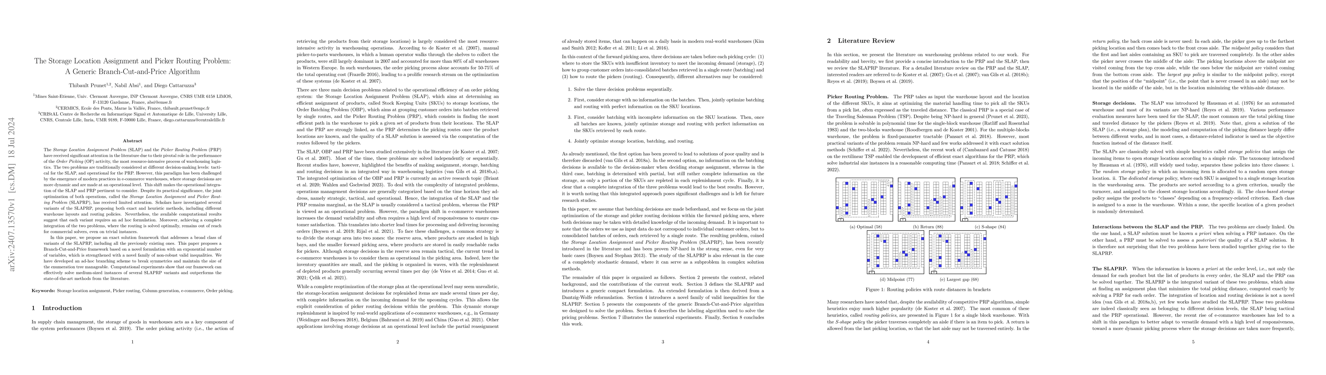 Thumbnail for The Storage Location Assignment and Picker Routing Problem: A Generic
  Branch-Cut-and-Price Algorithm