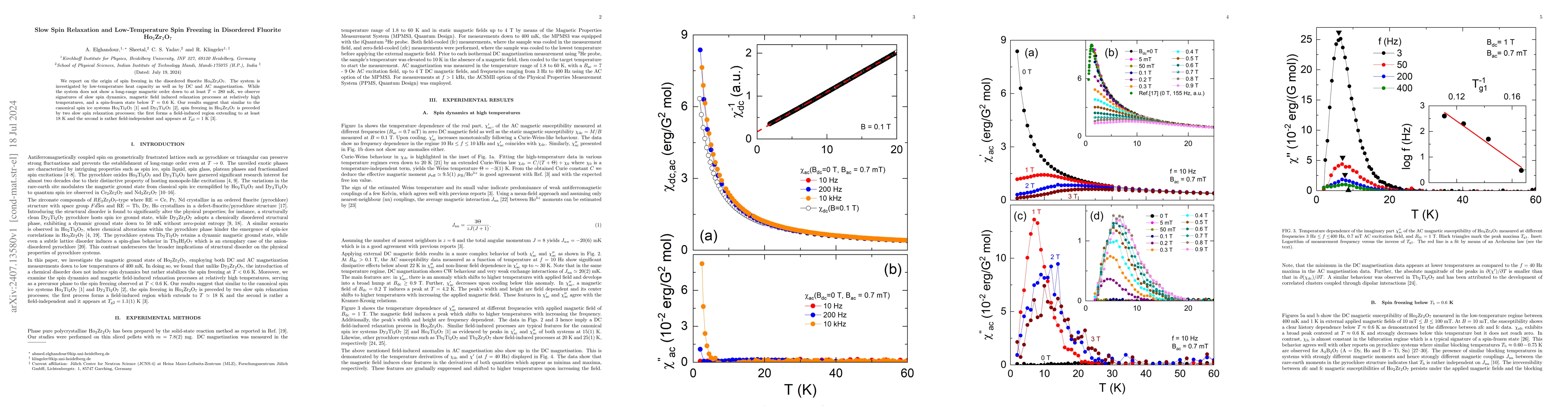 Thumbnail for Slow Spin Relaxation and Low-Temperature Spin Freezing in Disordered
  Fluorite Ho$_2$Zr$_2$O$_7$