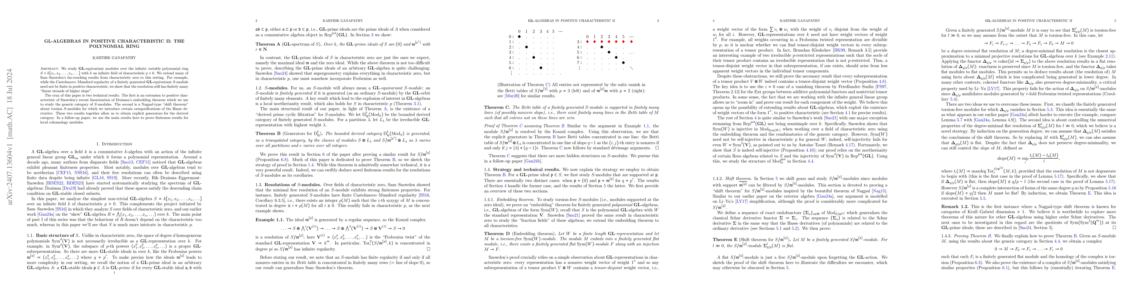 Thumbnail for GL-algebras in positive characteristic II: the polynomial ring