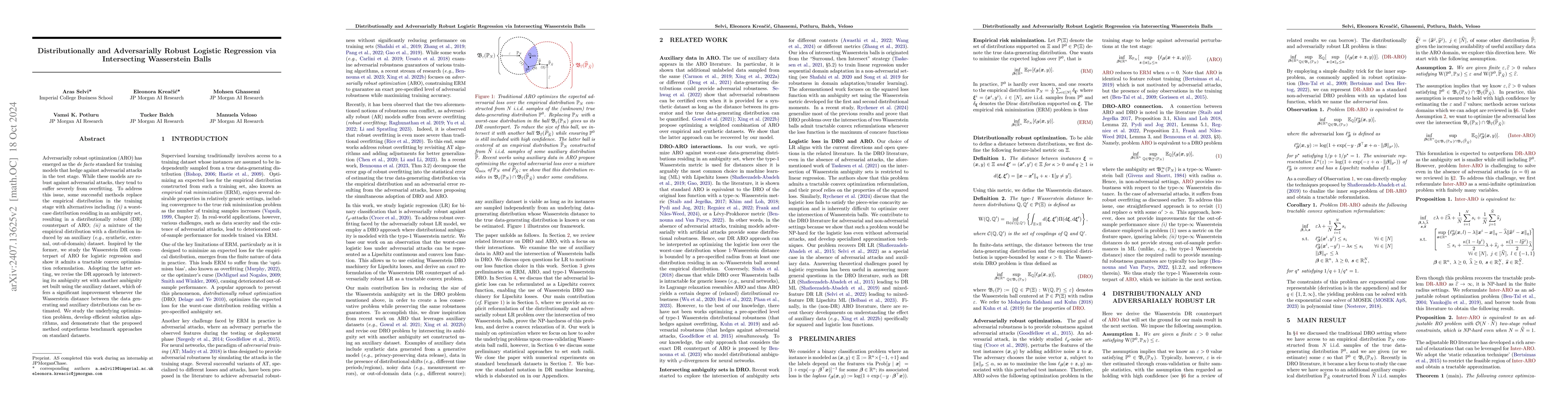 Thumbnail for Distributionally and Adversarially Robust Logistic Regression via
  Intersecting Wasserstein Balls