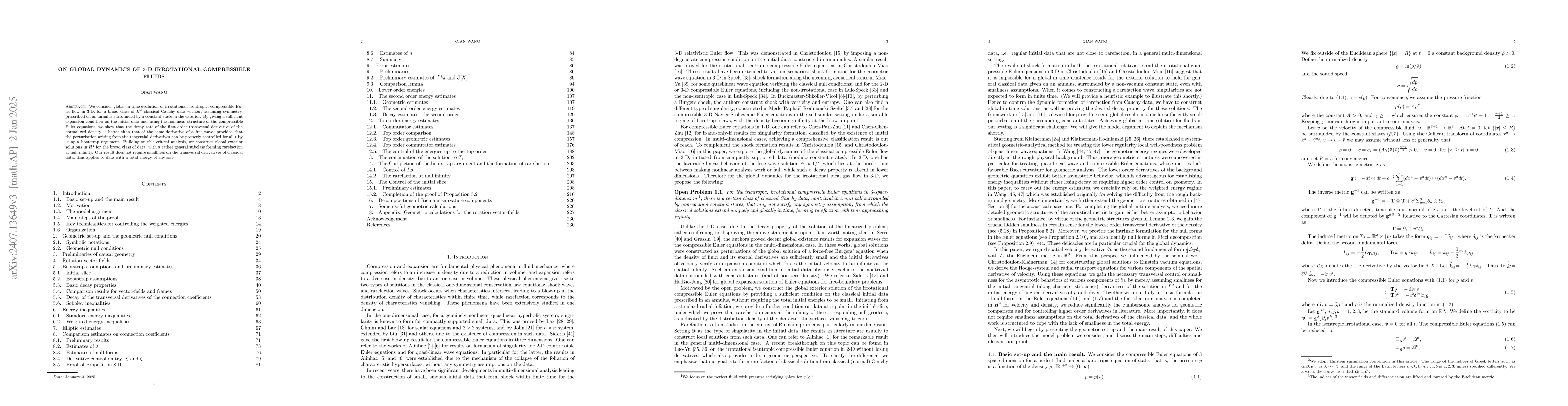 Thumbnail for On global dynamics of $3$-D irrotational compressible fluids