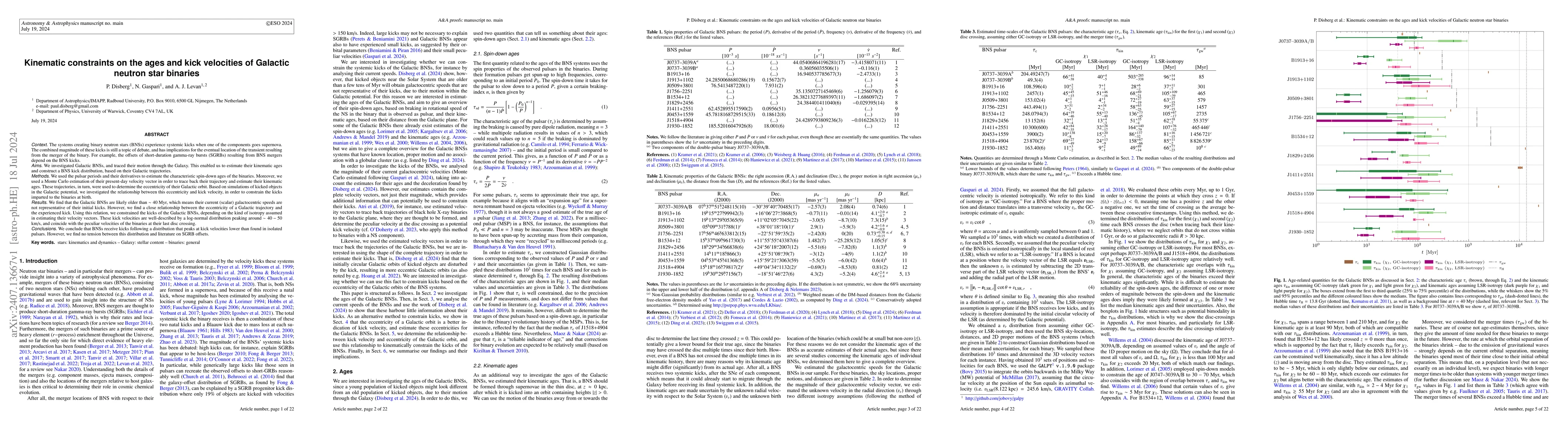 Thumbnail for Kinematic constraints on the ages and kick velocities of Galactic
  neutron star binaries