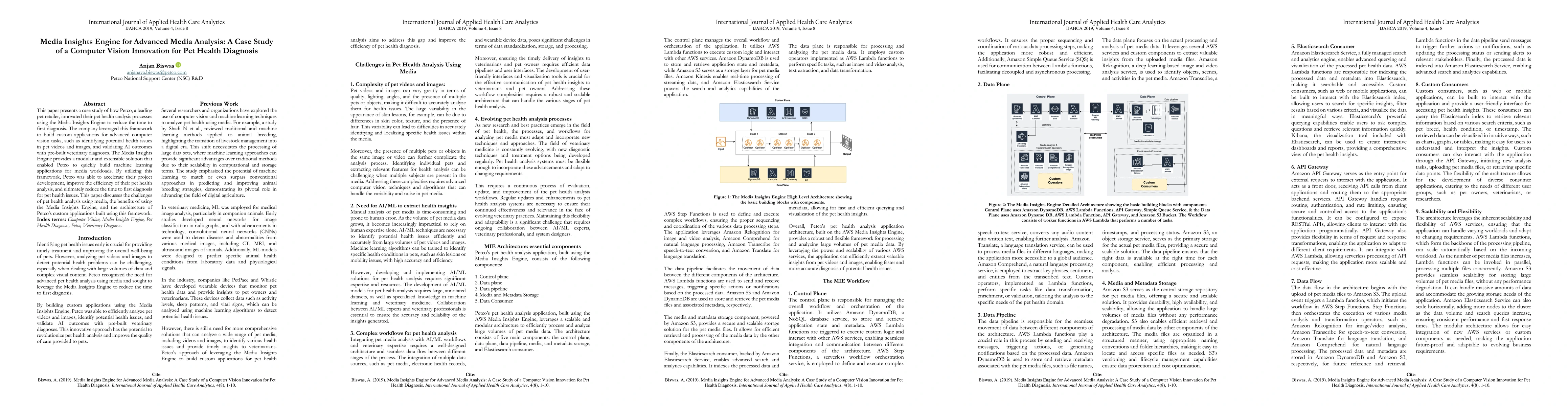 Thumbnail for Media Insights Engine for Advanced Media Analysis: A Case Study of a
  Computer Vision Innovation for Pet Health Diagnosis