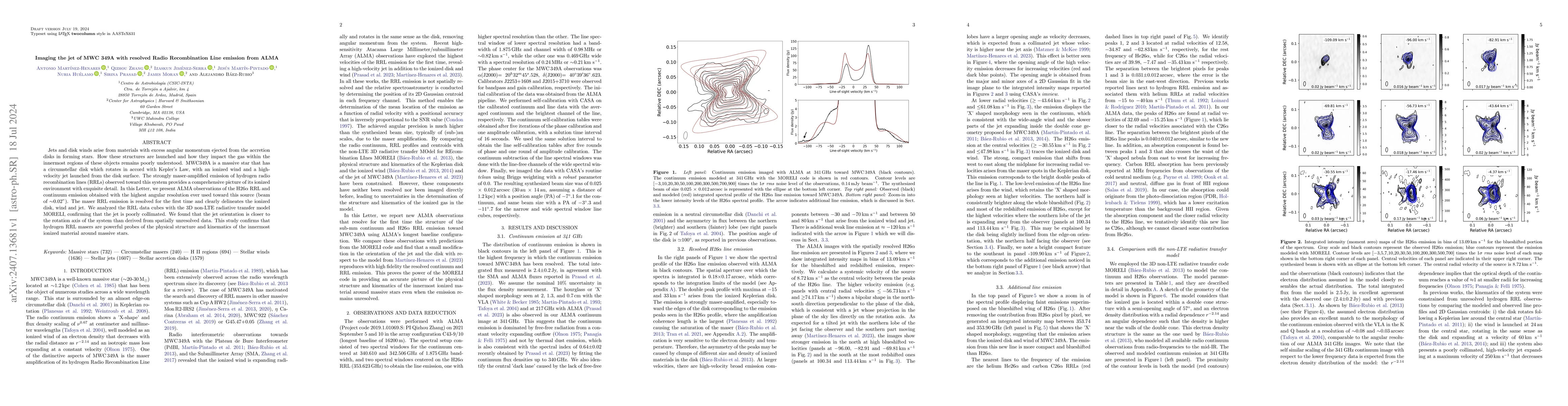 Thumbnail for Imaging the jet of MWC 349A with resolved Radio Recombination Line
  emission from ALMA