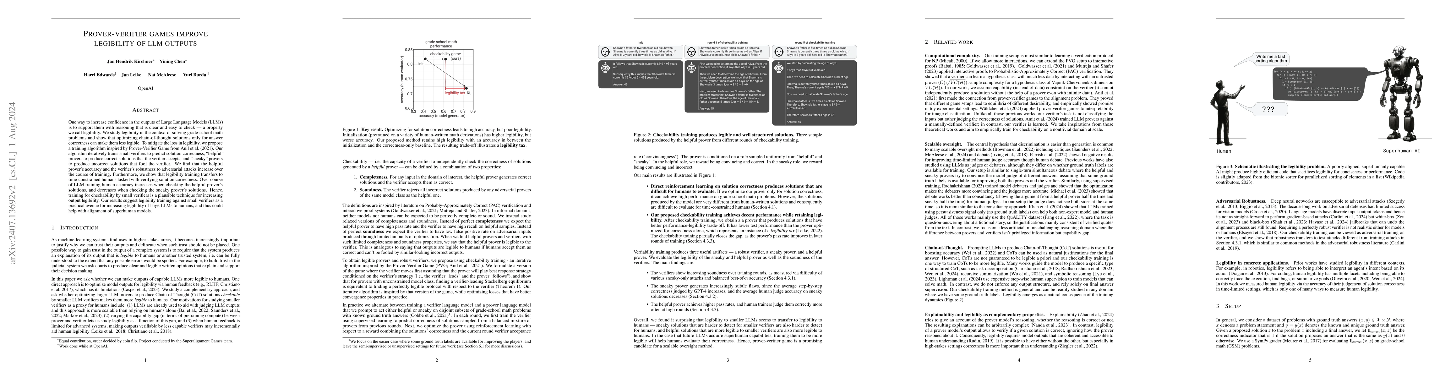 Thumbnail for Prover-Verifier Games improve legibility of LLM outputs