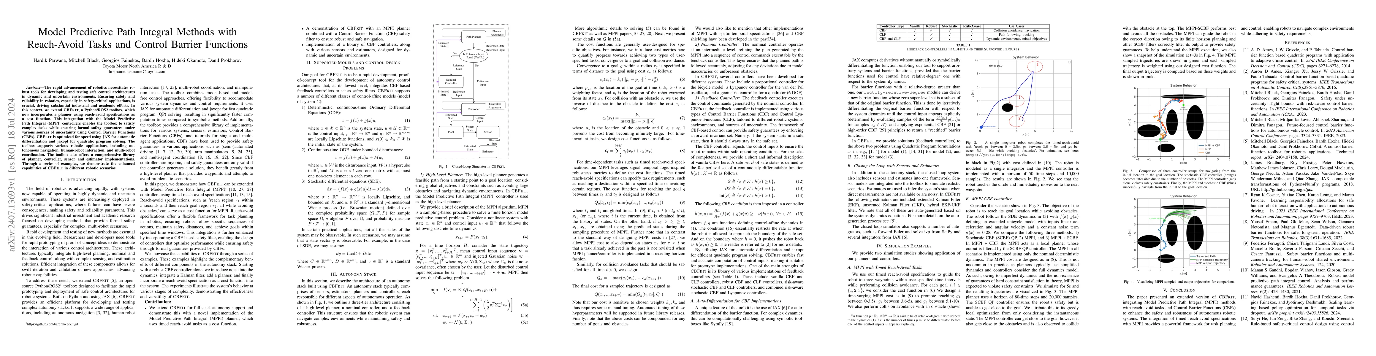 Thumbnail for Model Predictive Path Integral Methods with Reach-Avoid Tasks and
  Control Barrier Functions